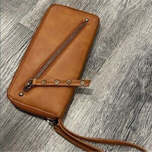 Free People Vegan Brown Wristlet